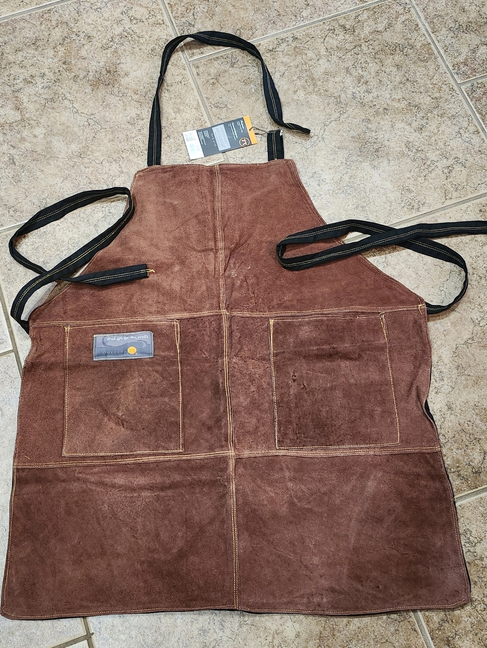 OUTSET  Leather Grilling Apron with Pockets